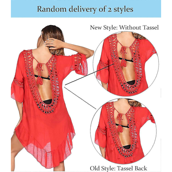 Badedragt Cover Up Dame Badedragt Kjole Plus Size Sexet Bikini Strand Tunika Top Sommer A red 2XL