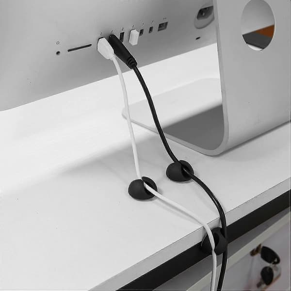 Kabelclips, kabelholder og kabelbindere til TV, computer, pc, laptop, hjem og kontor, sort