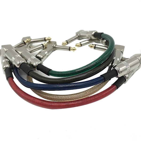 5st Gitarr Patch Pedal Kabel 15cm Lång Med 1/4 Tum 6.35mm Guld Högervinkel Kontakt Gitarr Patch Kabel