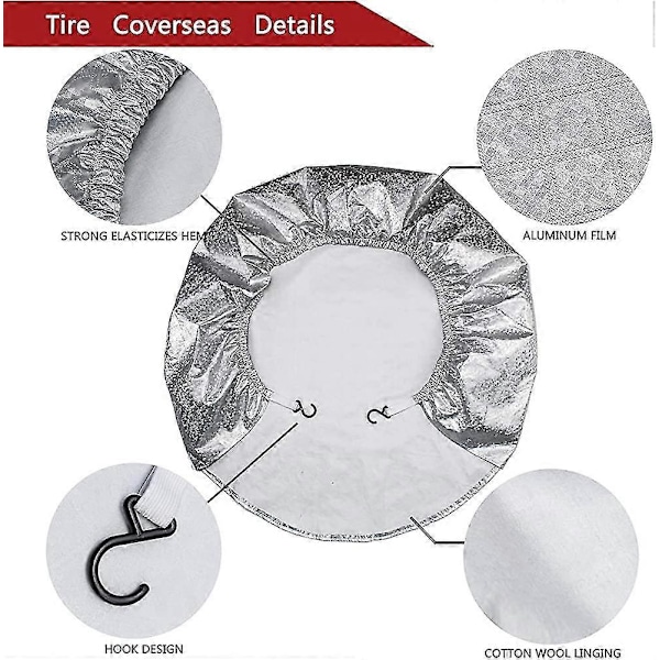 Däckskydd för husbilsdäck 4-pack Silver, Vattentäta UV-solskydd