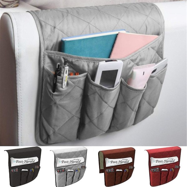 5 Fickor Förvaringspåsar Soffa Stol Fåtölj Caddy Multi fickor Organizer Hållare Påse Grey