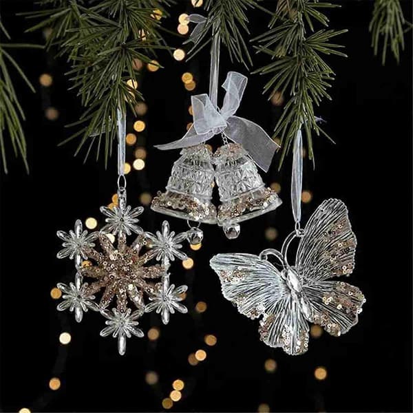 Julepynt Transparent Snefnug Sommerfugl Dekoration B