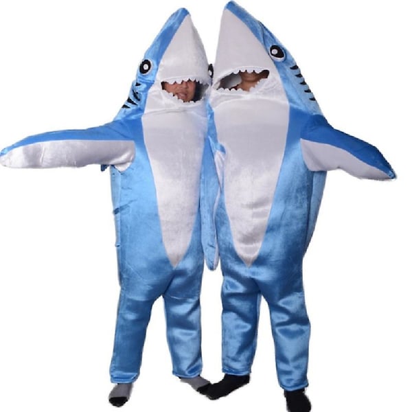 Blue Shark Costume Funny Marine Animal Cosplay Jumpsuits Halloween kostymer för barn och vuxna Size for Adult 7-10 Years old kids