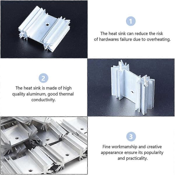 1 Sæt TO-220 Triode Køleplade Aluminium Elektronisk Radiator til Transistor Køler