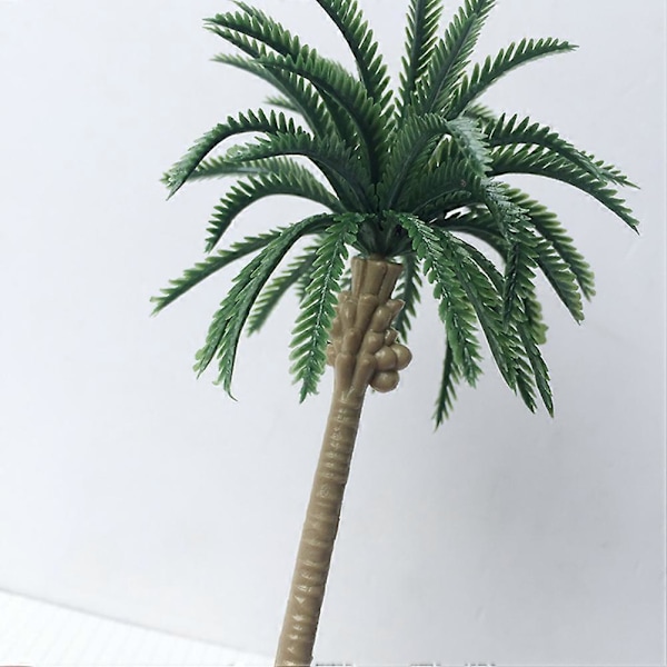 10 stk./sæt Simulation Kokospalme Træmodel Plast Mini Palm Tree Scenery DIY Layout Rekvisitter Mikrolandskabsindretning Økologisk Sandbord Model Figur (Gre