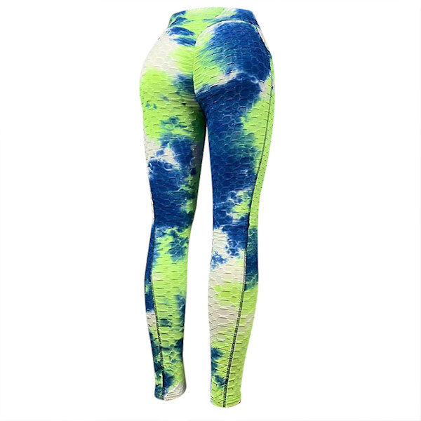 Tflycq Mote Kvinner Lang Flerfarget Tettsittende Høy Midje Elastisk Sports Yoga Bukser Blue L