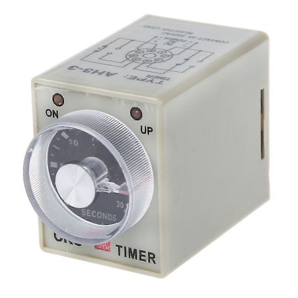 DC 12V 0-30 Sekunder 30s Elektrisk Forsinkelsestimer Tidsrelé DPDT 8p M/ Sokkel