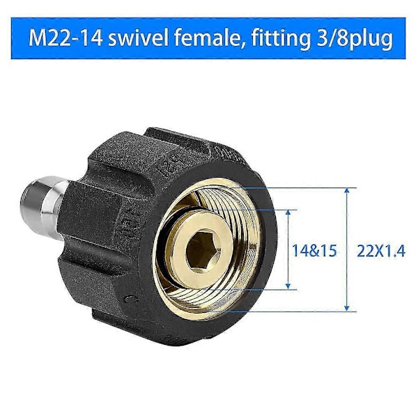 Trykadapter Sæt, Trykforbindelse M22 14mm X 3/8 Tommer Nnect Plu