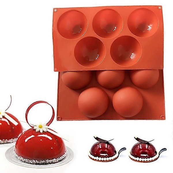 5 Huller Halv Kugle Silikone Non-Stick Kageform DIY Bage Køkkenredskab