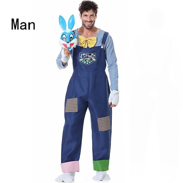 Karneval Halloween Påskhare Maskot Kostym Unisex Förälder Barn Spöklikt Rollspel Cosplay Fancy festklänning Man XL