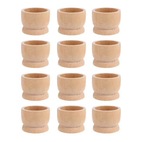 12 stk. Klassisk Påske Egg Holder i Tre Barn DIY Eggbrett Bordplate Holdere Kopp Beholder Tre Oppbevaringsholder Leker Egg Verktøy Påskefest Utstyr