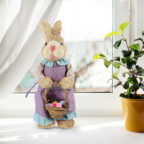 Olkinen pupufiguuri lastenhuoneeseen, makuuhuoneeseen, pupu koriste (satunnainen kuvio)