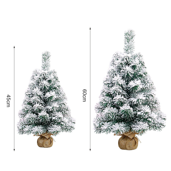 Mini Julgran Konstgjord Flockad Snö Bordsjulgransprydnad 45cm