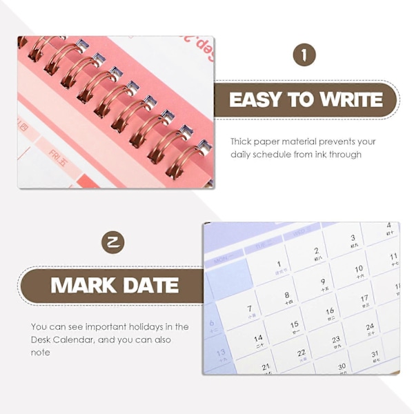 Vendbar Bordkalender Spiral Kalender Kontorkalender Fritstående Kalender Skrivebordskalender
