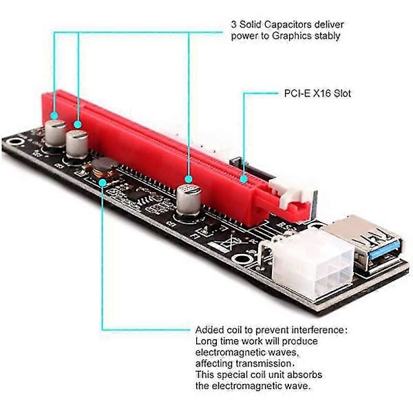 Pci-e Riser Led -kaapeli 1x - 16x Extens Etum Ed Riser -sovitin +60cb3.0 Ca