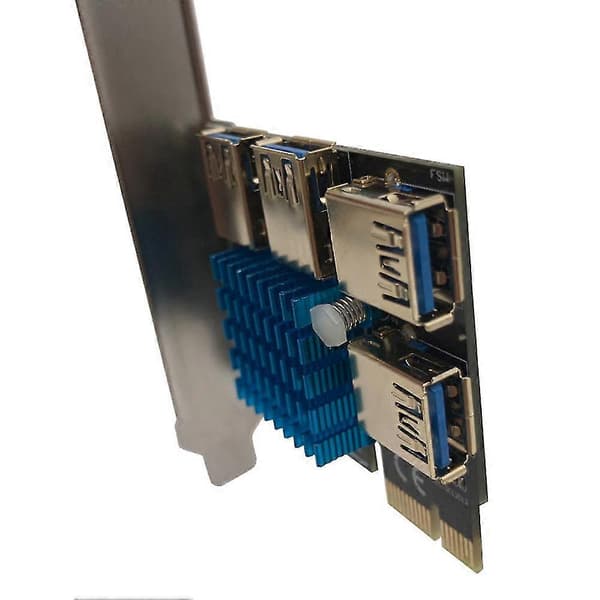 PCI-e 1 til 4 PCI Express Port Riser-kort / PCIe X1, X4, X8, X16 Slots GPU Riser / USB 3.0 Multi-car