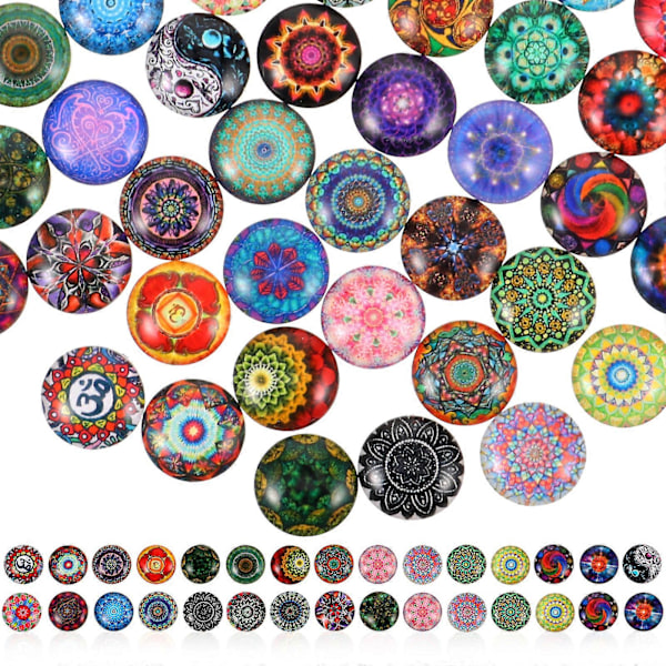 1 Set 50 st Blandade Runda Mosaikplattor för Hantverk Glasmosaikmaterial för Smyckestillverkning (Färgglada 14MM)
