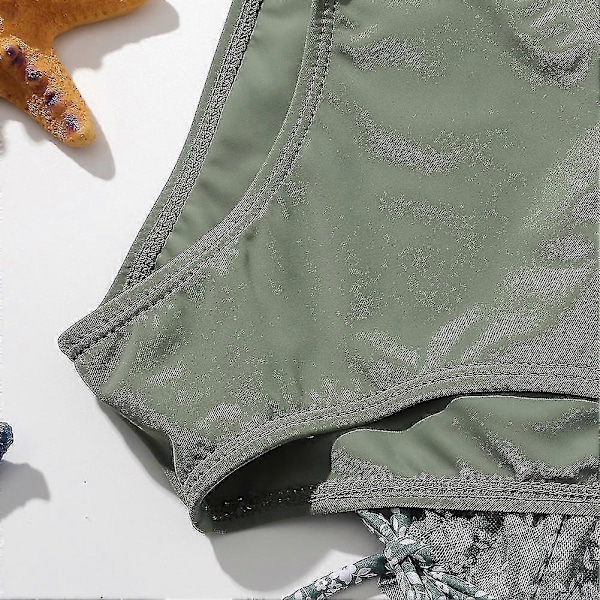 Sommar Tankini Set för Små Flickor, 3 Delar/set, Strand Surf Badkläder 8-12 År, Vadderad Bikini Baddräkt Set för Barn green 150