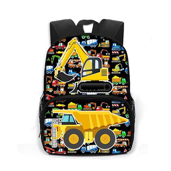 Tecknad Brandbil Bil Grävmaskin Traktor Ryggsäck Förskola Skolväska style 1