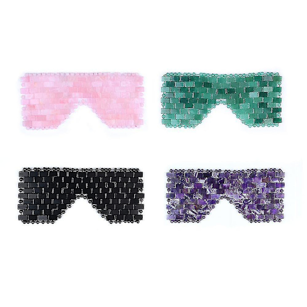 Tflycq Rosa Kristall Ögonmask Handgjord Ögonridå Kristall Sovmask Rosakvarts Kylterapi Ansiktsmassagerare Naturlig Jade Mask black eye mask