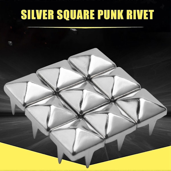 200 stk. Kobber 6 mm Sølv Studs Pyramider Nitter Dekorasjon