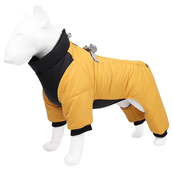 Pet Dog Jacka Quilted Puffed Coat Valp Hund Varma Vinterkläder Utomhus Color Block Väst Yellow M