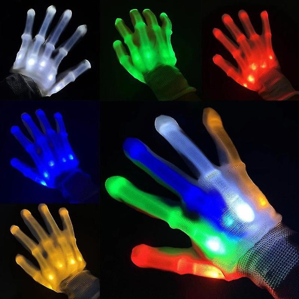 Led handskar blinkande lyser upp Skelett Halloween handskar för vuxna Färgglada glöd i mörkret Fest gynnar födelsedag jul kostym Klubbning Klassrum