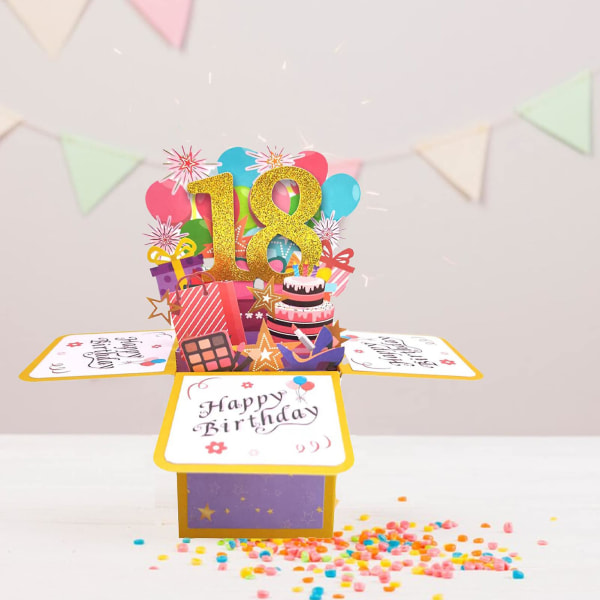 Grattis på 18-årsdagen 3D-gratulationskort Födelsedagskort Pop Up Födelsedagskort För Flicka Pojke Son Dotter Brorson