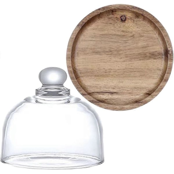 Mini Kageopsats Dessert Ost Slik Tallerken Med Glas Kuppel Snack Tallerken Med Cloche