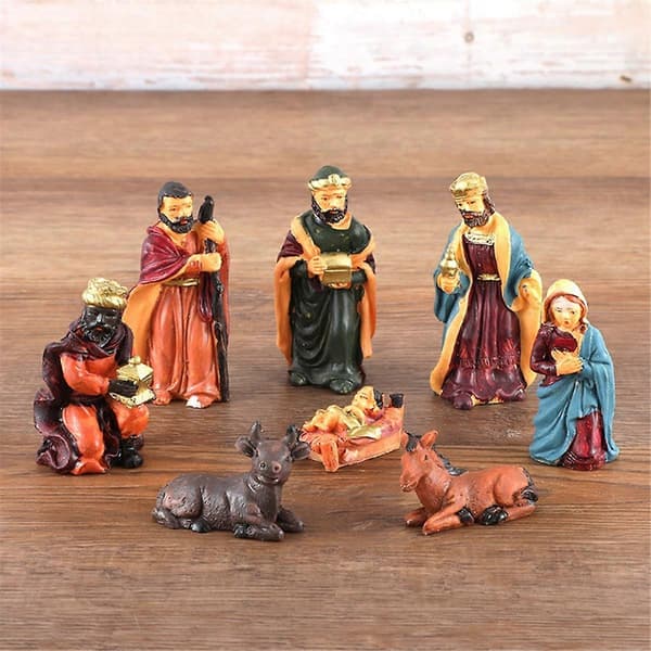 Julefigurer Jule-sæt i Resin med Jesusbarn og Dyr
