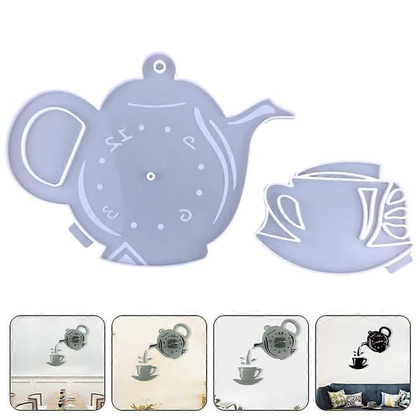 1 Set Silikon Klockform Vattenkokare och Kopp DIY Vägg Hängande Dekorativ Klockform