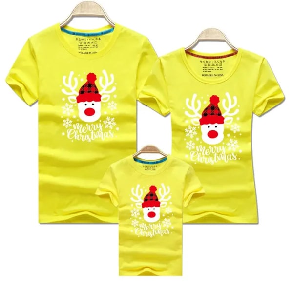 Jul T-shirt 3-delat set Jul familj matchande T-shirt bomull mor-dotter far son topp T-shirt Julklapp yellow Mom M