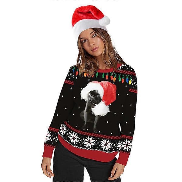 Unisex dyreprint crew neck grim jule Xmas pullover sweatshirt L