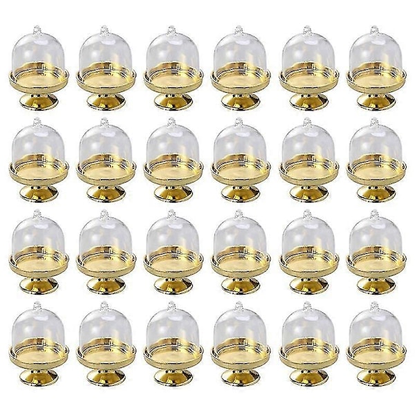 Gylden Mini Kageopsats - Mini Kageform Med Fod Og Kuplåg, 24 Enkelt Kop Kageopsats Mini Desser