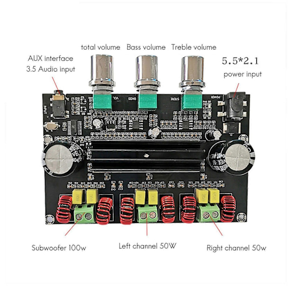 Tpa3116d2 Bluetooth 5.0 Digital Effektforstærker Board 2.1 Kanal 100w+50wx2 Høj Effekt Med Aux In