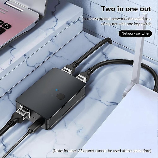 2 portar 100mbps Nätverk Switch Lan Ethernet Kabel Switcher Trådadapter Konverterare För Skrivbord 2 Vägs