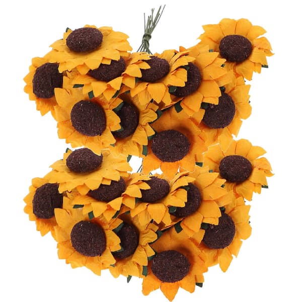 100 st Chic Mini Konstgjord Papperssolros Bröllopsdekor Hantverk DIY (Orange)