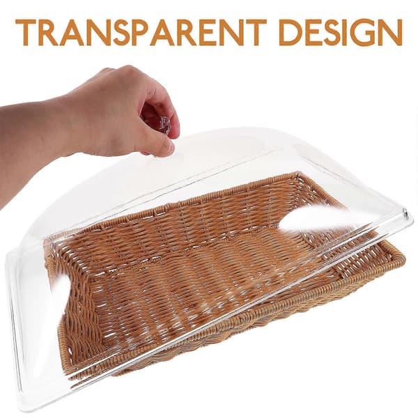 1 Set Brödkorg med Transparent Lock Bordsmatserveringskorg Grönsakskorg Dessertbehållare