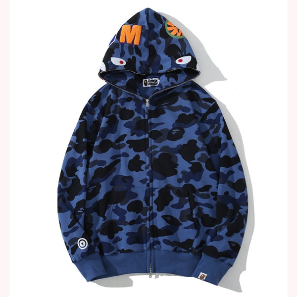 Ny haj huvud digitaltryck herr sport fritid huvtröja jacka blue 4XL