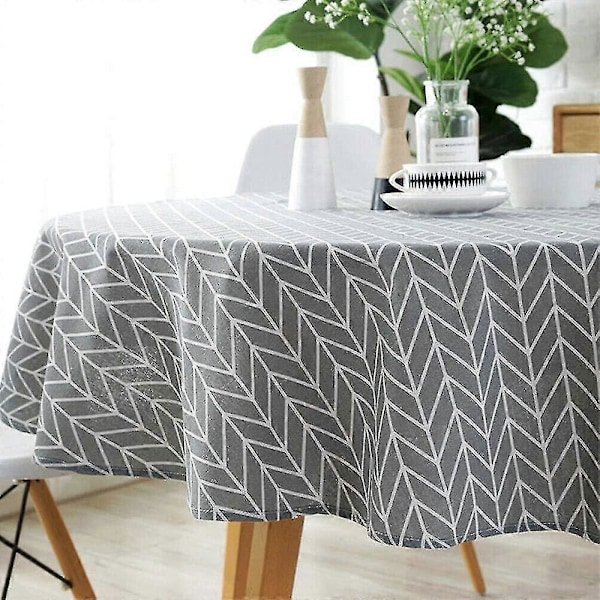 Rund Duk 150cm Bomull og Lin Stoff Twill Duk Enkel Nordisk Stil Frisk Holdbar Gjenbrukbar Rynkebestandig Dekorasjon for