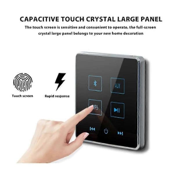 Hjemmebiograf Bluetooth Vægforstærker Touch Screen Musikpanel Hjemme Baggrund Lydsystem Understøtter USB TF-kort (Sort)