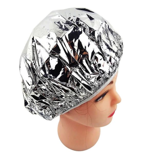 2x Varmeisolerende Aluminium Folie Hat Elastisk Badehat Til Kvinder Hår Salon Badeværelse - sølv