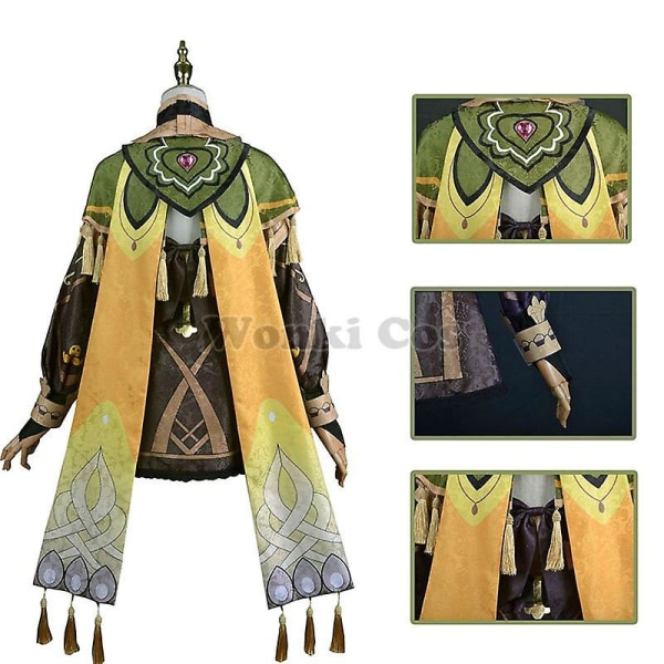 Genshin Impact Sumeru Collei Cosplay Kostym Peruk Grönt hår Genshin Collei Kostymer Full Set Cosplay XS