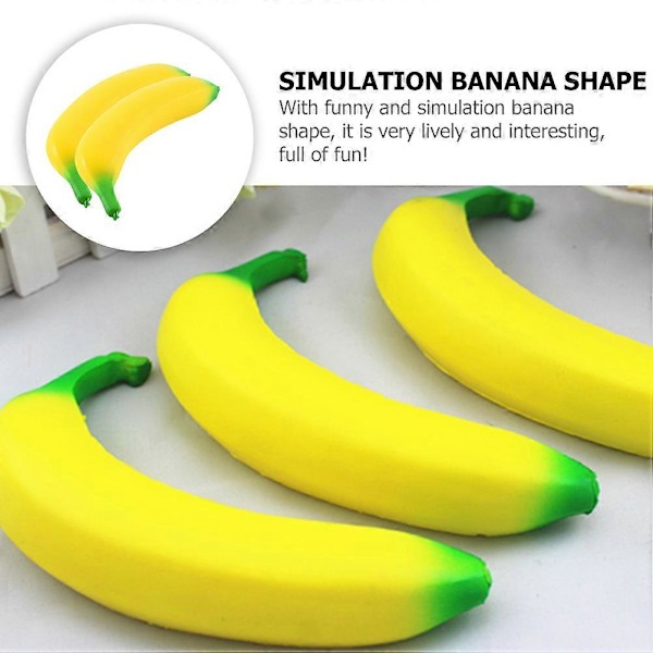 2 st Stressleksak Bananformad Leksak Stretchig Bananleksak Tryckleksaker Bedårande Bananleksaker