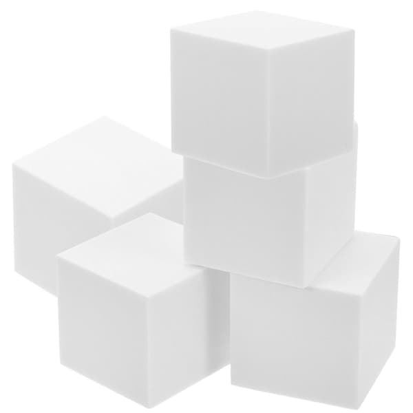 6 stk. Glatte, blanke skumterninger, umalede, blanke terninger, DIY håndværksdekorationsterninger, blanke terninger