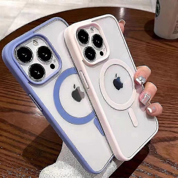 Luksuriøst Akryl Magnetisk Klart Telefondeksel For Iphone 15 14 13 12 11 Pro Max Mini X Xs Xr 7 8 Plus Magsafe Trådløs Lade Deksel White For iPhone 14 Pro