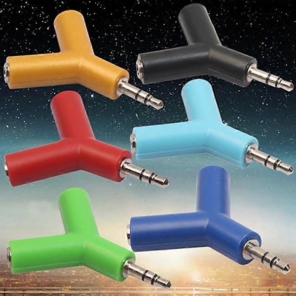 3,5 mm Øretelefon Hodetelefon Audio Splitter Hann til 2 Hunn Y Form Stereo Adapter