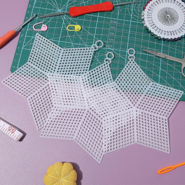 10 stk. Plast Mesh Ark Broderi Garn Håndværk Stjerneform DIY Mesh Ark