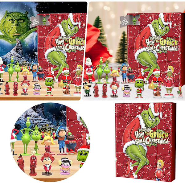 Adventskalender Grinch Adventskalender Jule Blind Box 24-delt Gave Grønt Monster Nedtælling Halloween Blind Box style 1