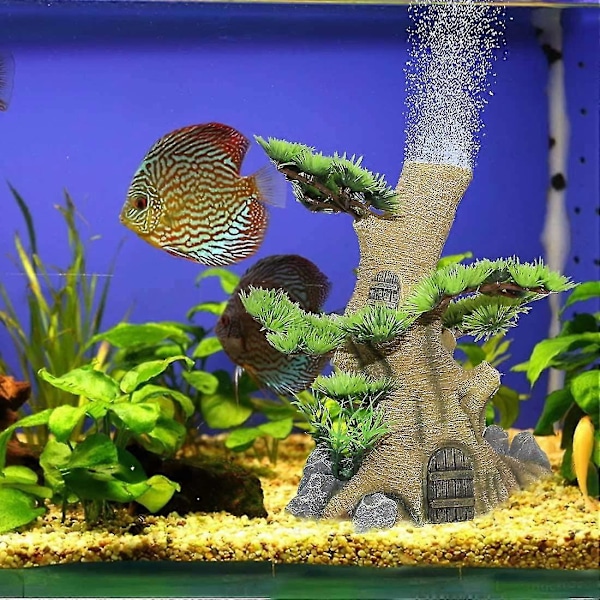 Akvarium Resin Træstamme Boble Dekorationer Akvarium Forfaldende Trærod Ornament Log Drivtømmer Be